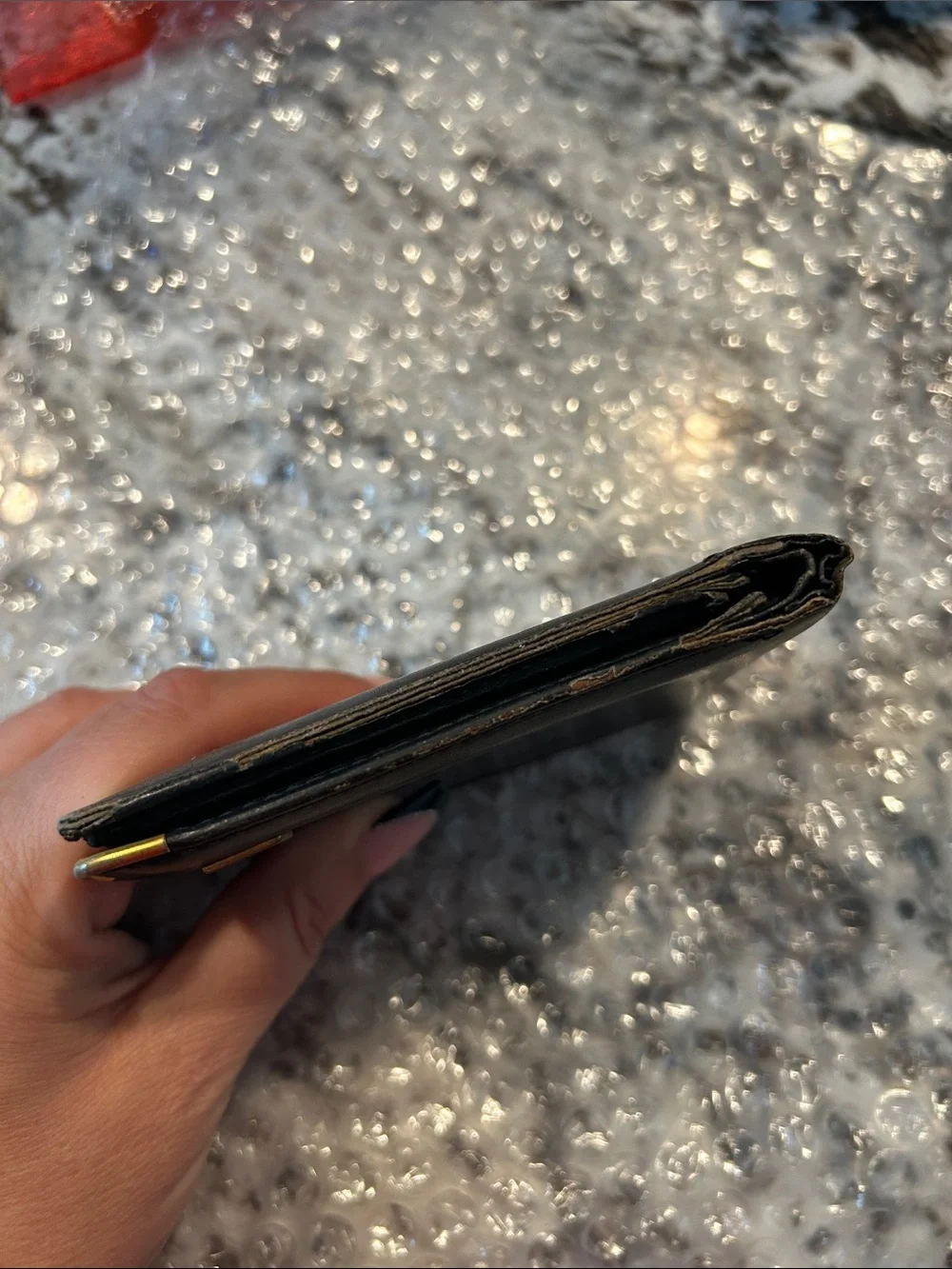Dunhill Black Leather Bifold Wallet with Gold Corner Accents